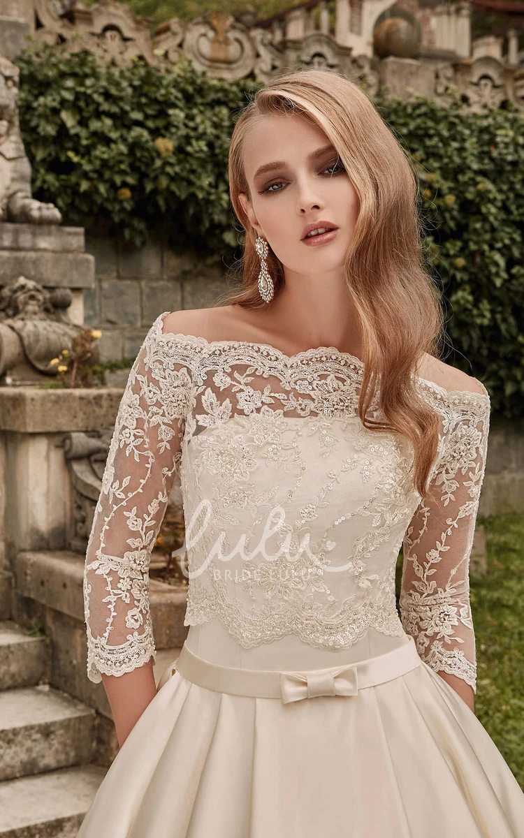Off-Shoulder Lace Bodice A-Line Wedding Dress