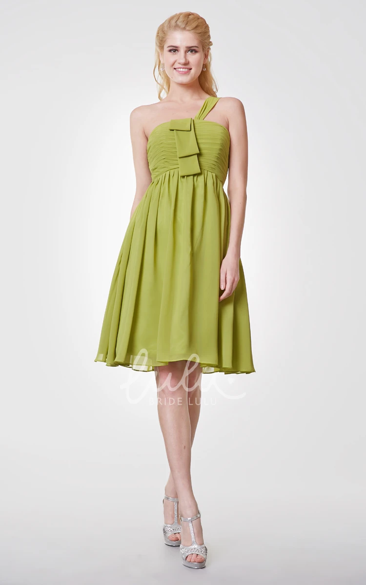 Short Chiffon Prom Dress with One-shoulder Greek Style and Ruched Bodice