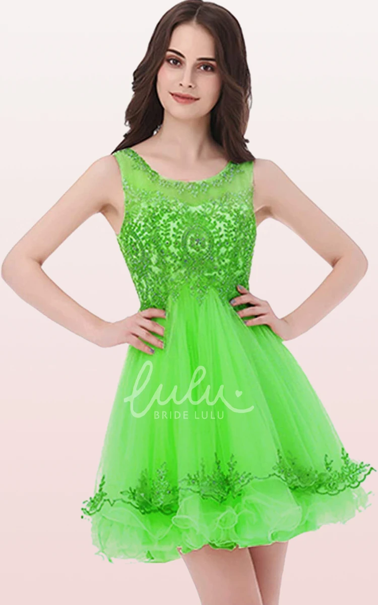 Sleeveless Tulle A-Line Homecoming Dress with Embroidery Romantic and Dreamy