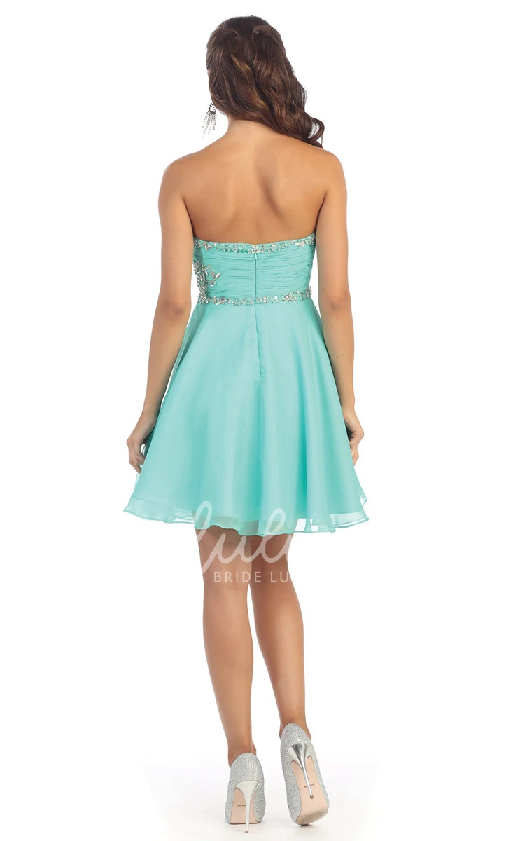 A-Line Sweetheart Chiffon Dress with Beading and Criss Cross Formal Dress
