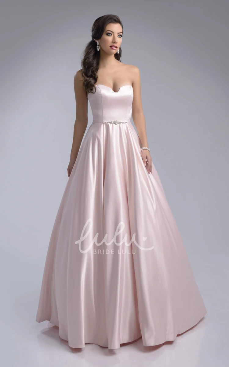 A-Line Satin Sweetheart Wedding Dress with Crystal Waist