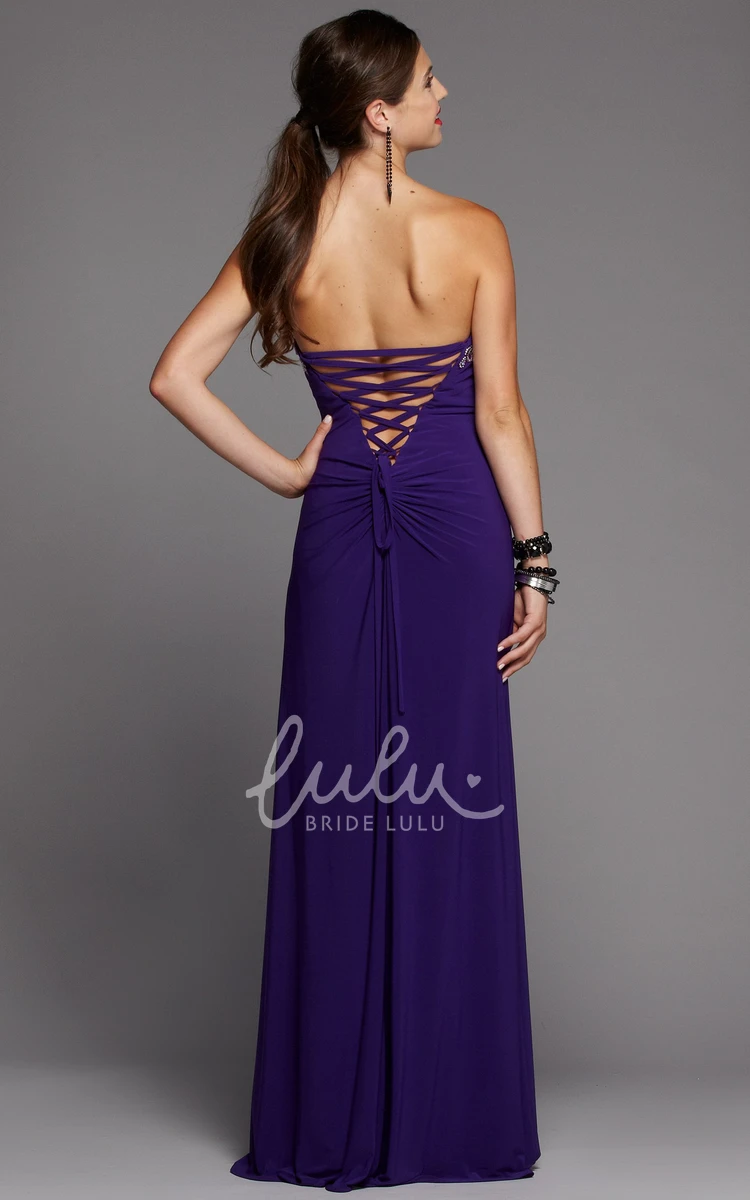 Sheath Lace-Up Bridesmaid Dress with Sweetheart Neckline and Beading