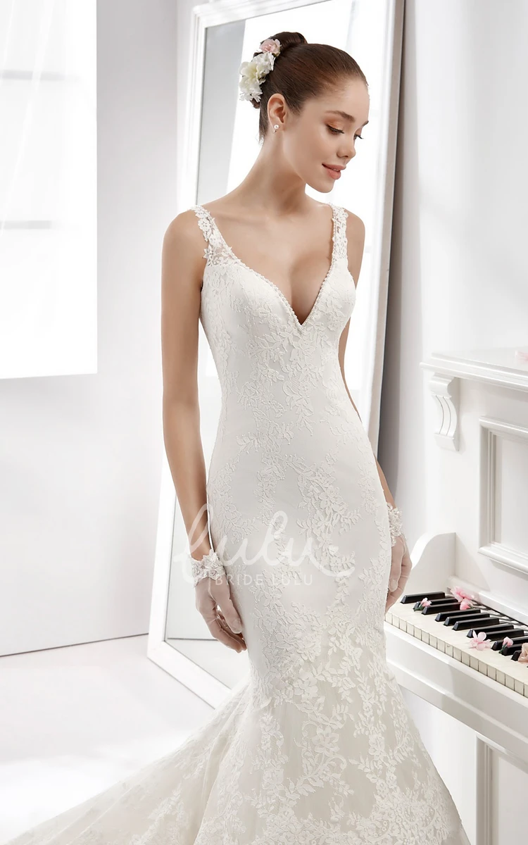 Lace Sheath Wedding Dress with Illusion Straps and Open Back