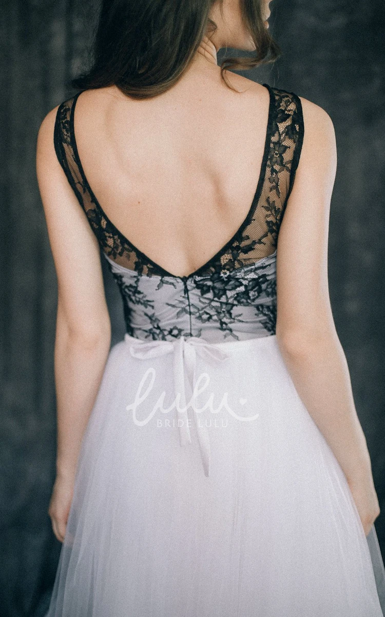 Sleeveless Floor-length Straps Open Back Appliques Lace Black Wedding Dress