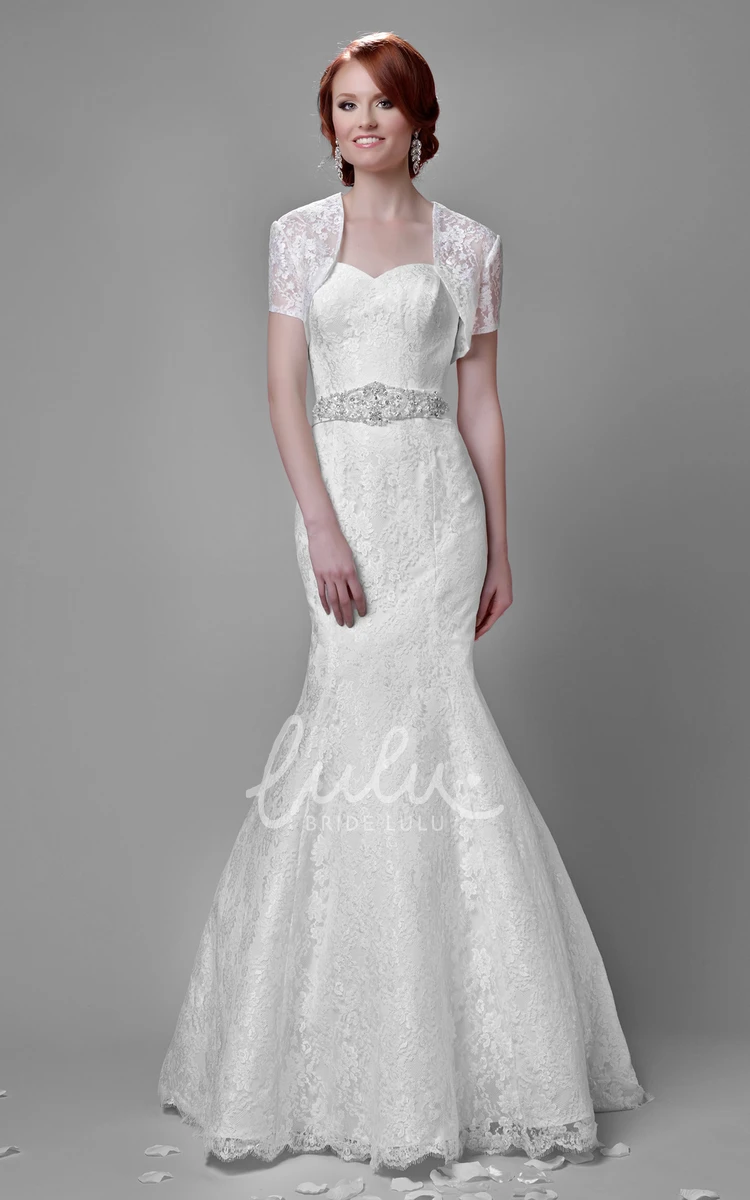 Trumpet Lace Sweetheart Wedding Dress with Beadwork Lace-Up Back Wedding Dress Modern