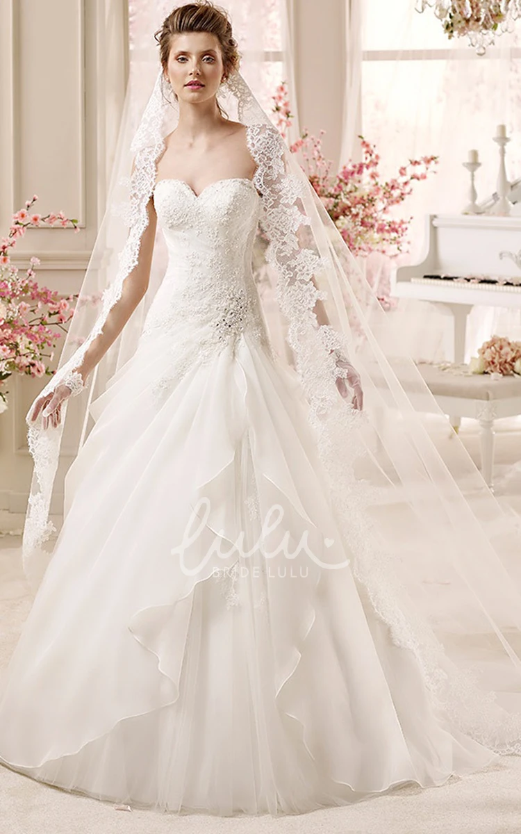 A-line Wedding Dress with Ruffles and Beaded Detail Sweetheart Style