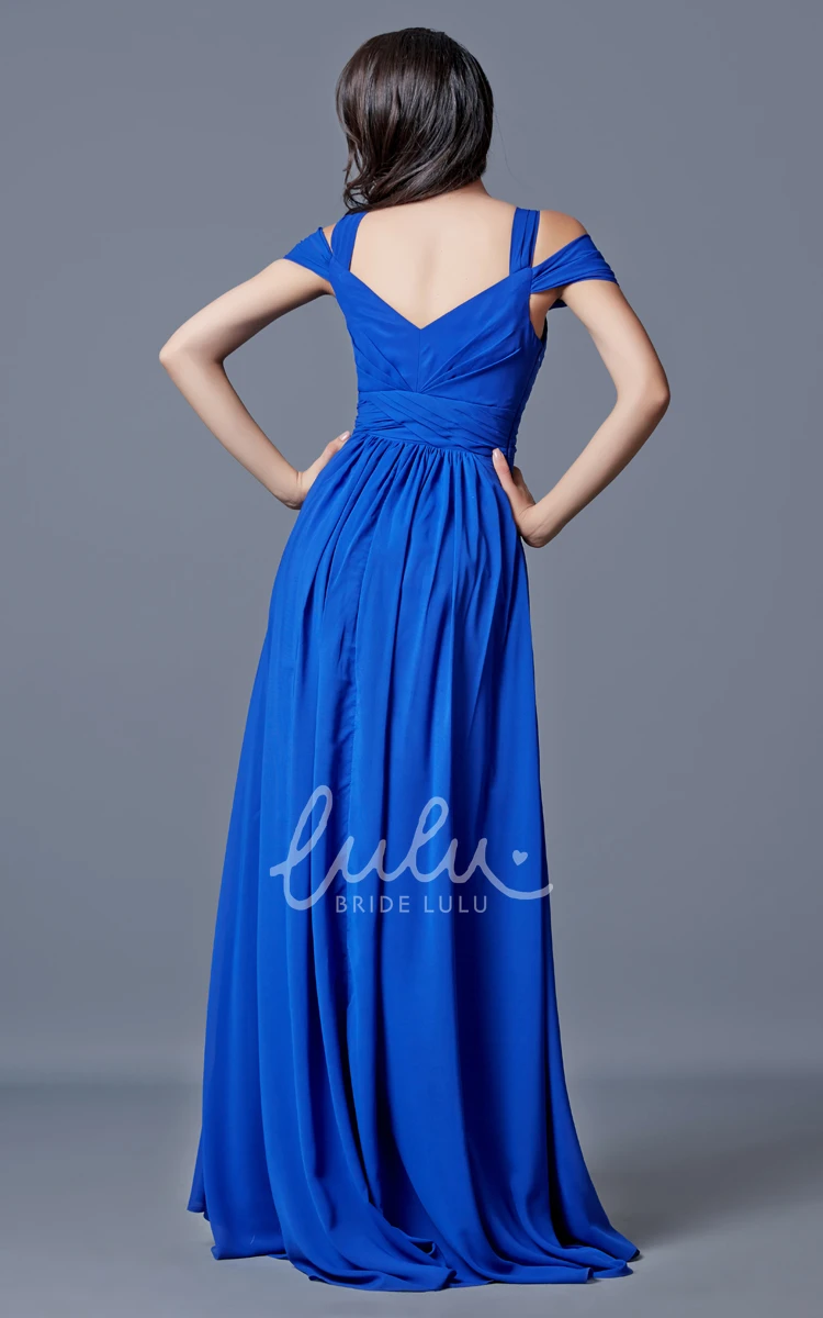 Off-the-Shoulder Chiffon Prom Dress with Split and A-line Silhouette