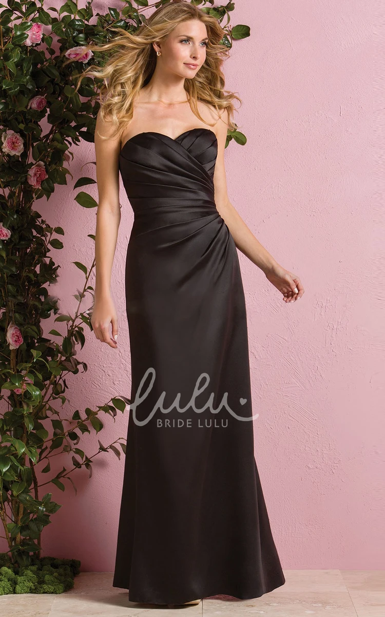 Satin Floor-Length Bridesmaid Dress with Ruches Classy Bridesmaid Dress