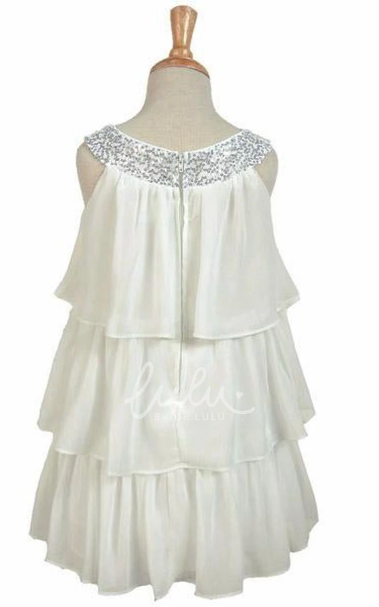 Chiffon Sequin Embroidered Flower Girl Dress Elegant Wedding Dress for Girls