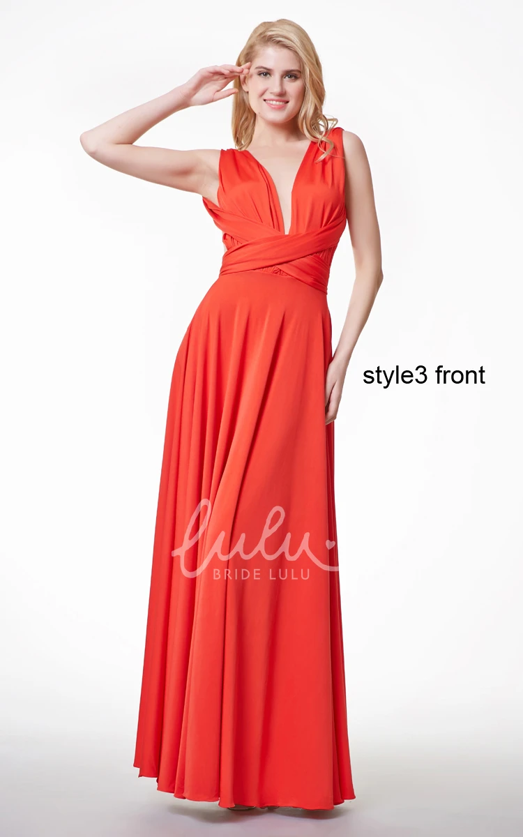 A-line Jersey Gown with Halter Neck & Pleated Convertible Sleeves Modern & Versatile