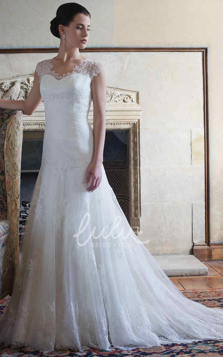 Sleeveless A-Line Lace Wedding Dress