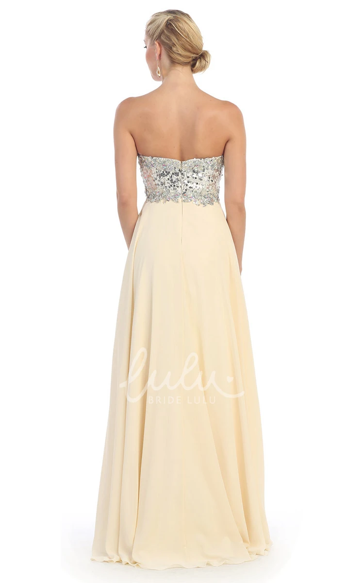 Sweetheart Chiffon Backless Prom Dress with Sequins and Pleats