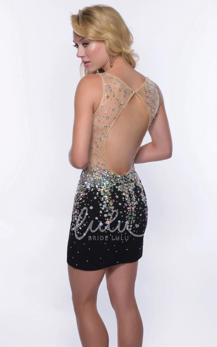Sheath Sequined Short Homecoming Dress with Keyhole Back Sparkly Homecoming Dress