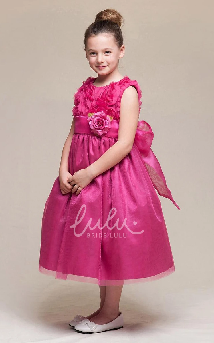 Empire Tiered Tulle Flower Girl Dress Floral Embroidered Elegant