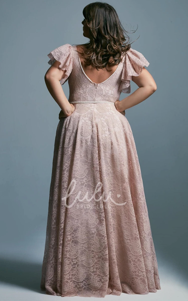 Charming Lace A-Line Formal Dress with Ruching Floor Length