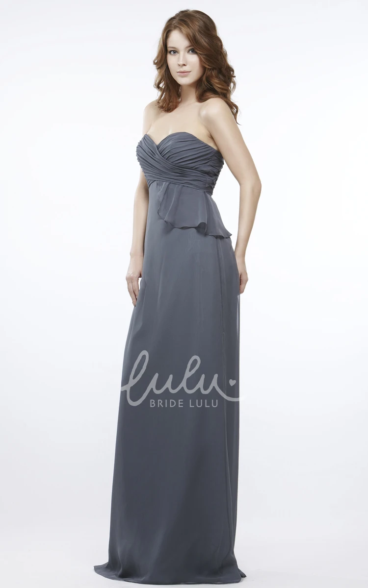 Sweetheart Maxi Criss-Cross Chiffon Bridesmaid Dress With Peplum Unique Dress Women