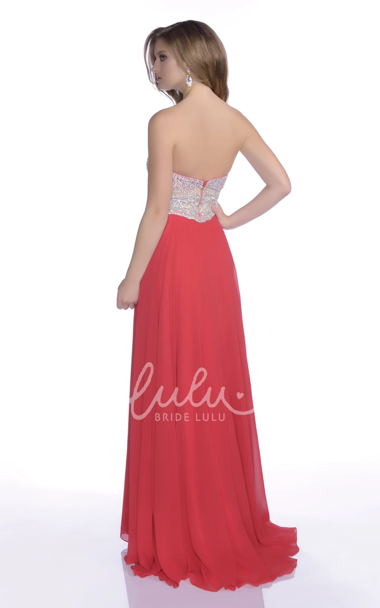 A-Line Chiffon Jeweled Prom Dress Sweetheart Women's 2024 Elegant