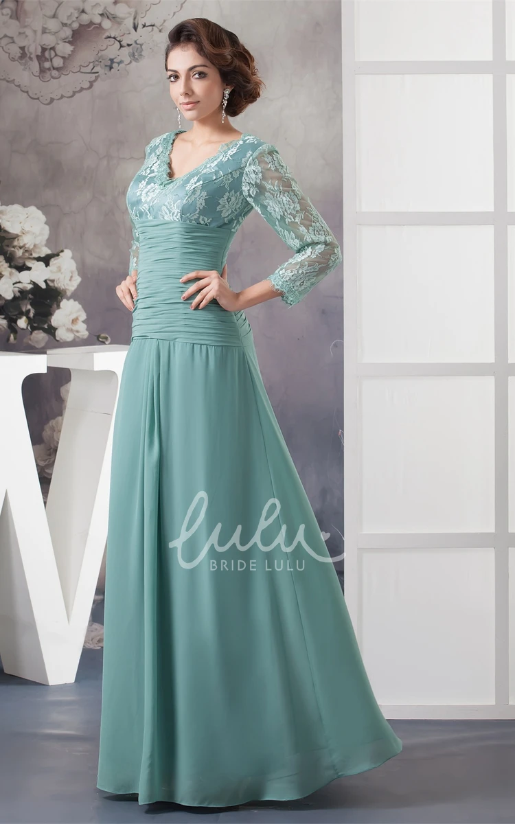 Chiffon Mother of the Bride Dress Empire V-Neck Lace Modern