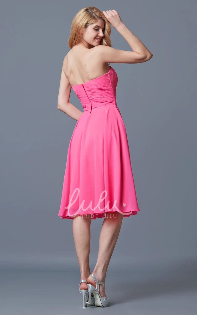 Vibrant Backless Pleated Knee-length Chiffon Bridesmaid Dress