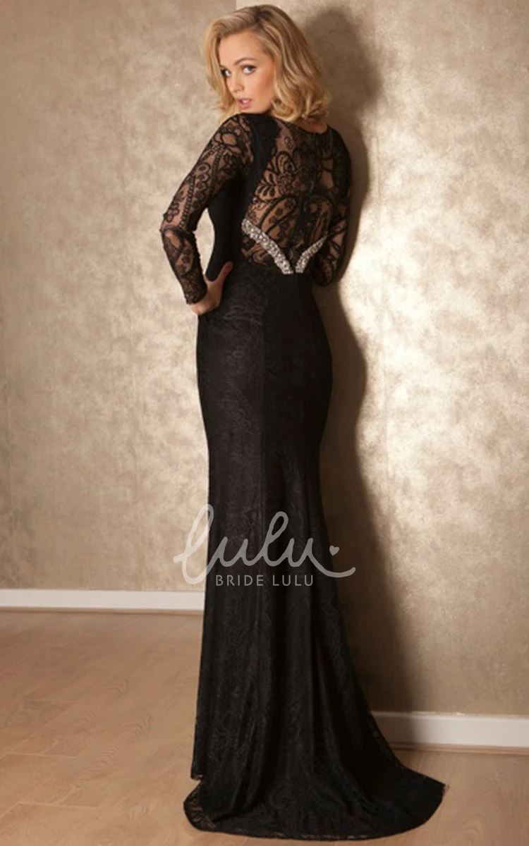 Maxi Beaded Lace Long-Sleeve Prom Dress for Women