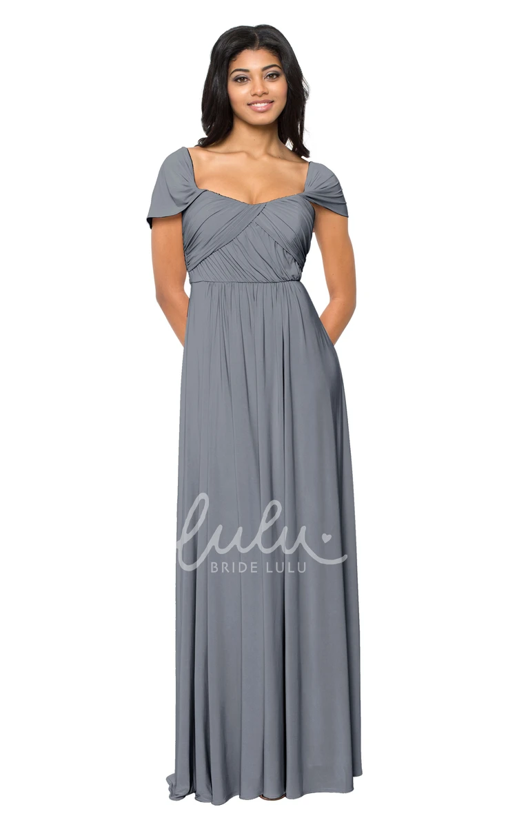 Cap Sleeve V-Neck Ruched Chiffon Convertible Bridesmaid Dress in Muti-Color