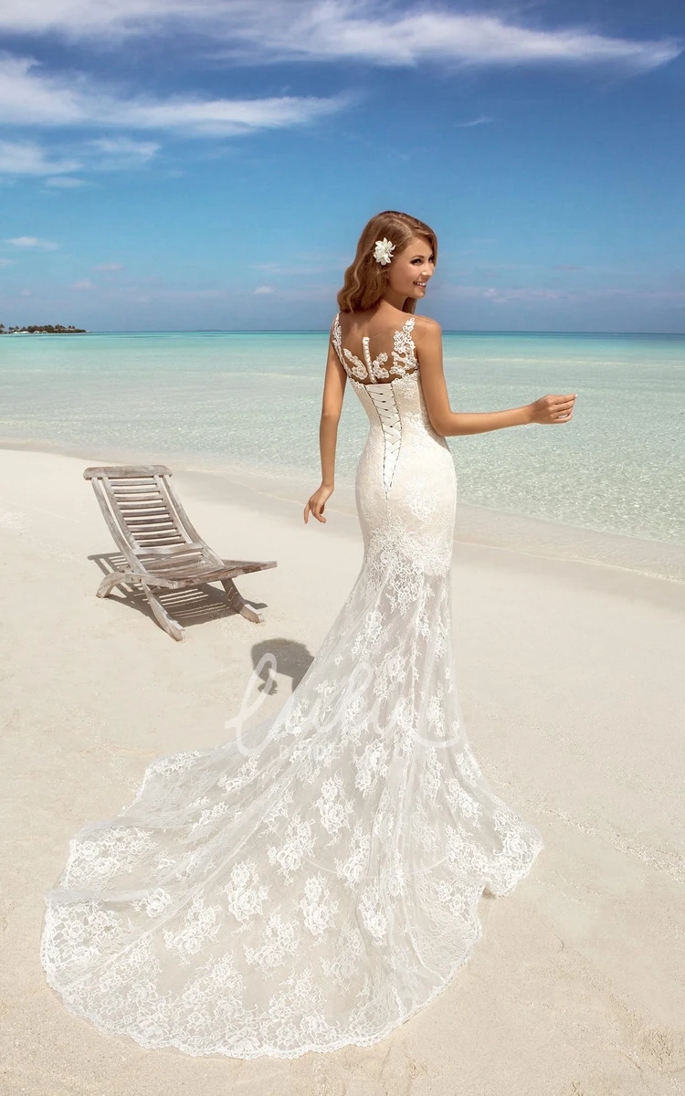 Sweetheart Mermaid Lace Applique Sleeveless Wedding Dress