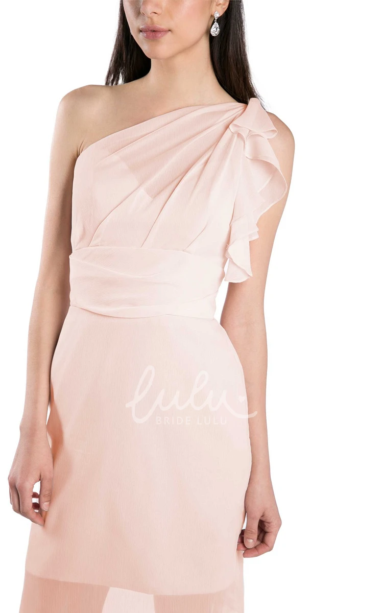 Draped One-Shoulder Chiffon Bridesmaid Dress Multi-Color Mini Low-V Back Convertible