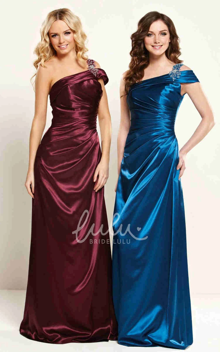 Satin One-Shoulder Sleeveless Bridesmaid Dress with Side Draping Modern Bridesmaid Dress