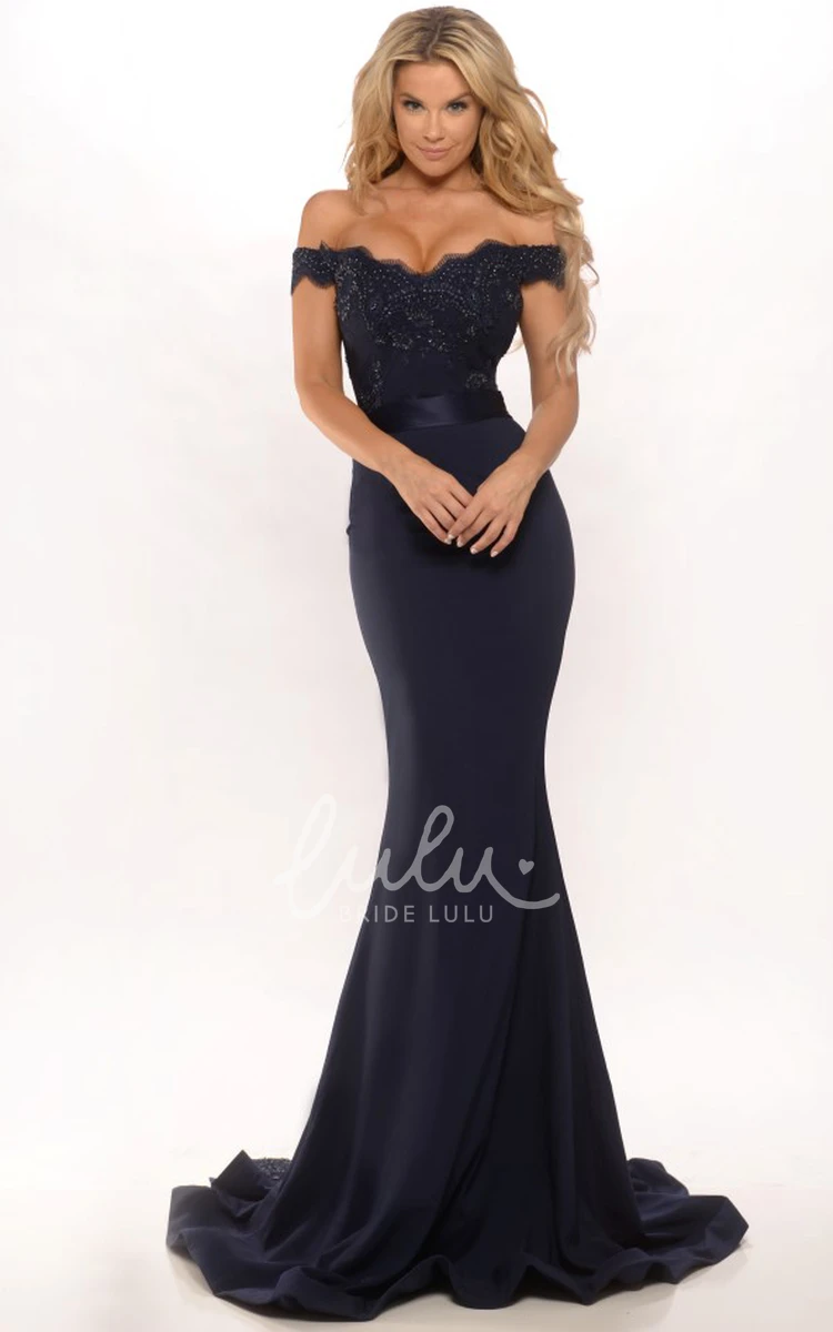 Floor-Length Lace Mermaid Prom Dress with Sweep Train