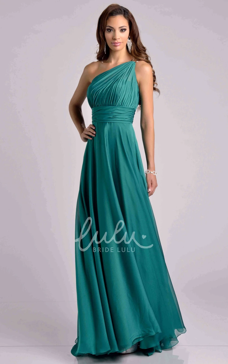 Ruched Bodice One-Shoulder Chiffon Bridesmaid Dress for Bridesmaids