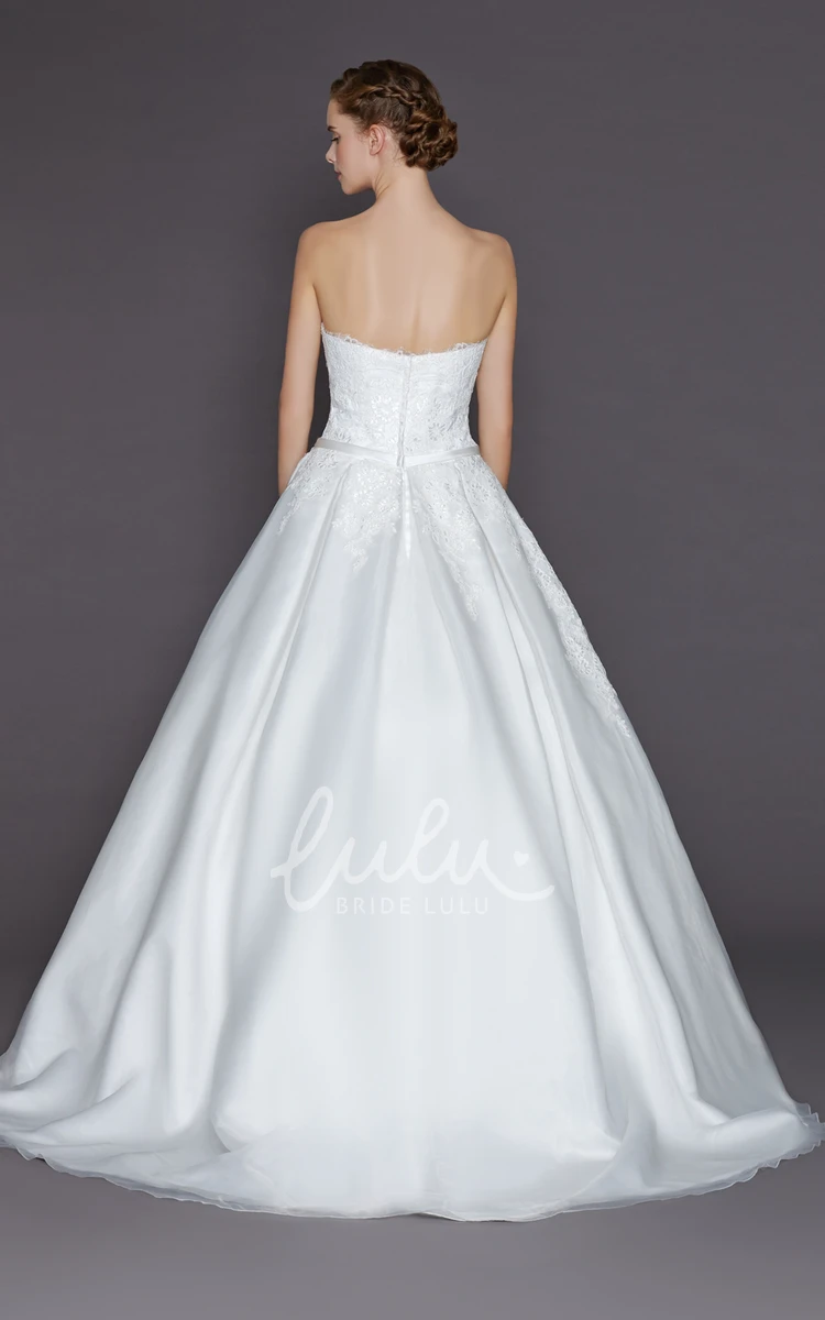 Tulle and Satin Wedding Dress with Sweetheart Neckline Ball Gown