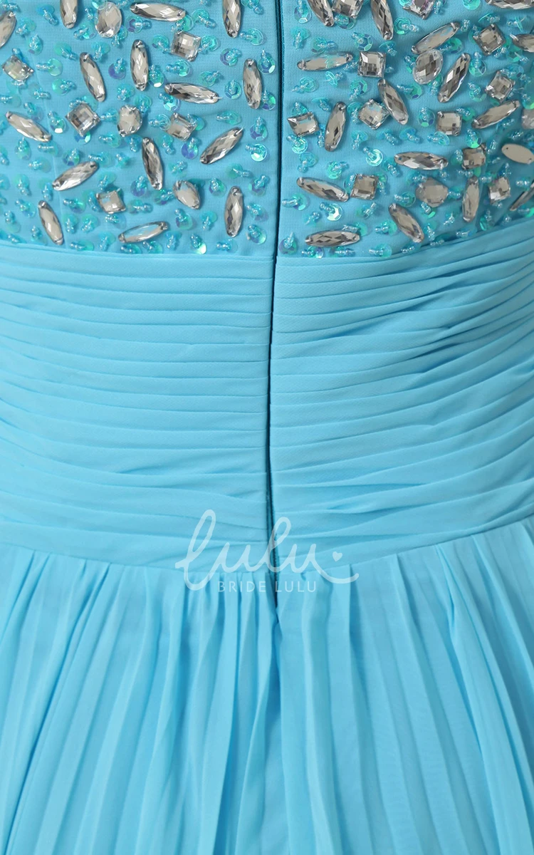 One Shoulder Sleeveless Chiffon A-Line Prom Dress with Beaded Detail Elegant 2024 Women's Dress