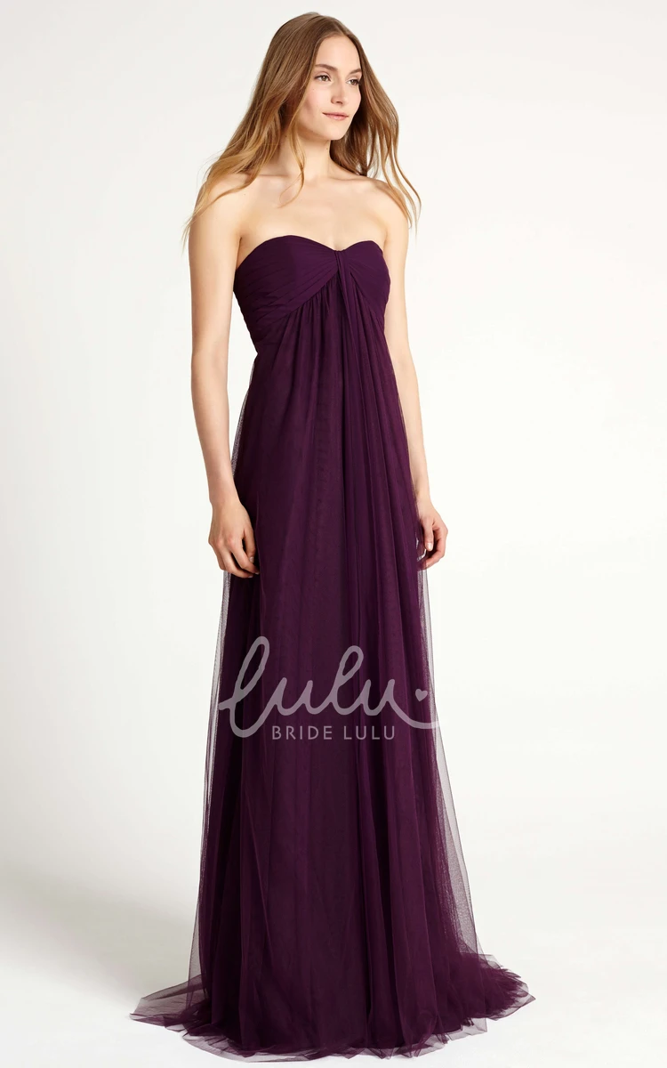 Empire Sweetheart Tulle Bridesmaid Dress with Ruching and Pleats Classy Sleeveless