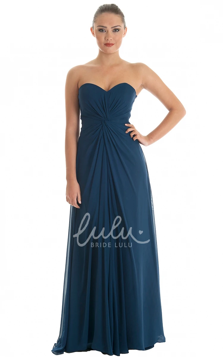 Sweetheart Ruched Chiffon Bridesmaid Dress with Brush Train Floor-Length Appliques Elegant