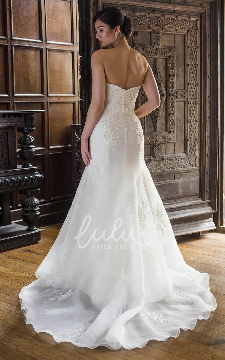 Strapless Mermaid Wedding Dress Appliqued with Beading Floor-Length