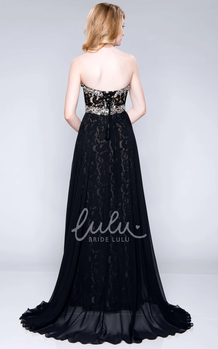 Lace Chiffon Sweetheart Prom Dress Long Column Style