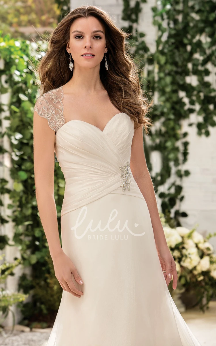 Trumpet Wedding Dress with Jewels and Detachable Sleeves Sweetheart Style