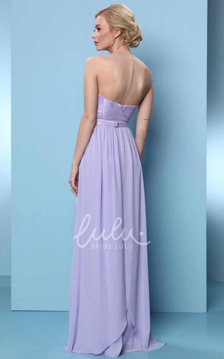 Sweetheart Chiffon Bridesmaid Dress with Appliques and Floor-Length