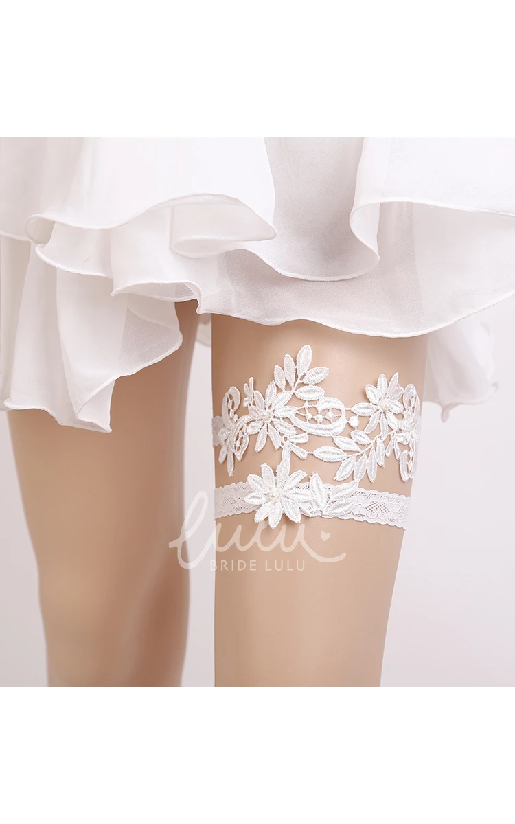 Two Sets of Western Style Lace-Up Bridal Garters for Weddings