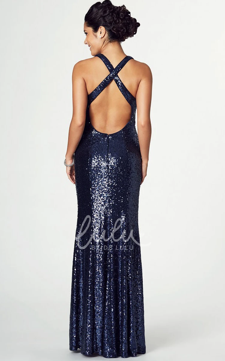 Split-Front Sequin V-Neck Sleeveless Prom Dress Modern Women's Formal Dress