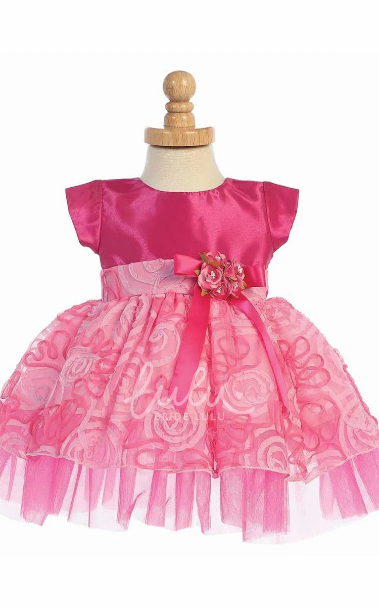 Tiered Tulle & Taffeta Short Flower Girl Dress Modern and Stylish