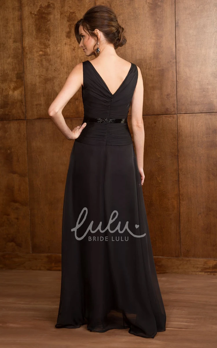 A-Line V-Neck Gown with Matching Shawl Sleeveless Bridesmaid Dress