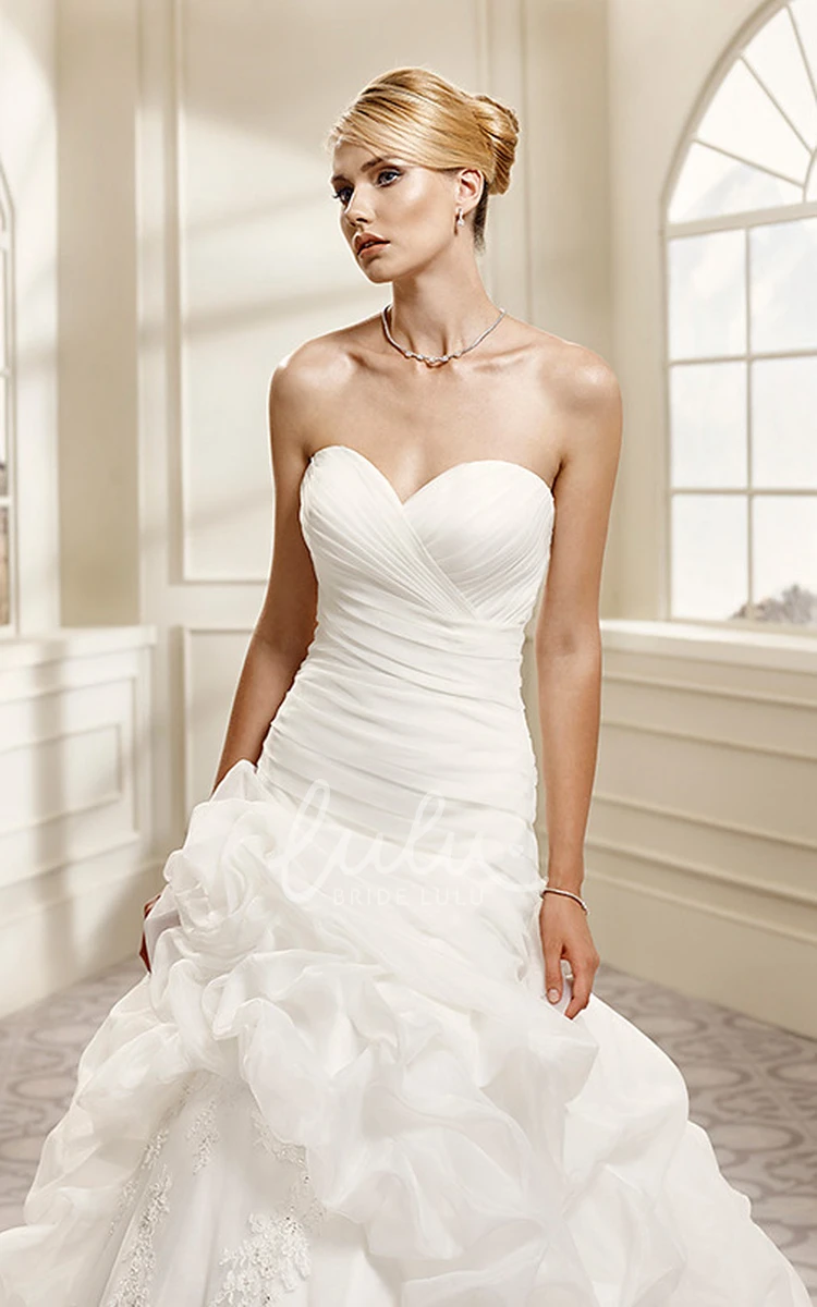 Ball Gown Organza Wedding Dress with Pick-Up and Appliques Classic Bridal Gown