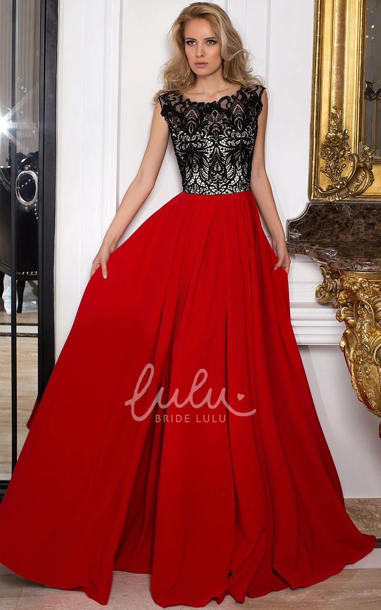 Sleeveless Chiffon A-Line Prom Dress with Lace and Pleats Modern Prom Dress 2024