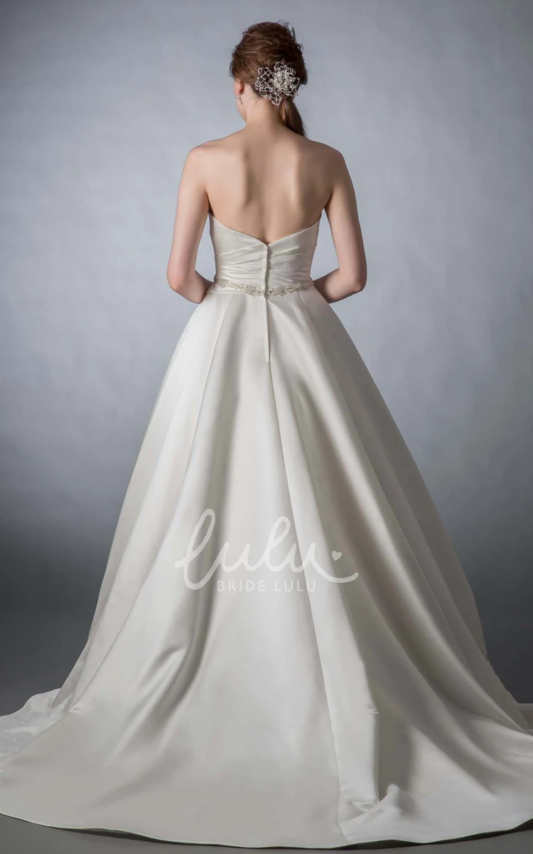 A-Line Sweetheart Satin Wedding Dress with Criss-Cross & Sleeveless