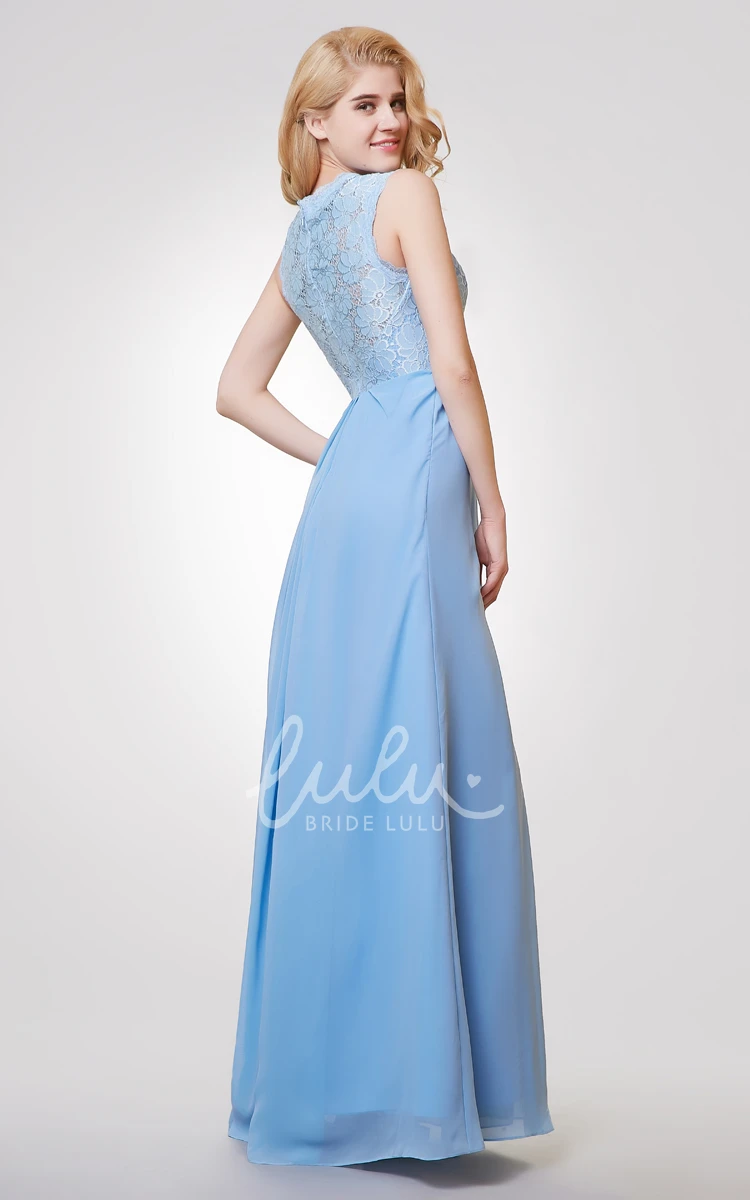 A-line Chiffon Lace Bridesmaid Dress Long Women's Bridesmaid Party Gown