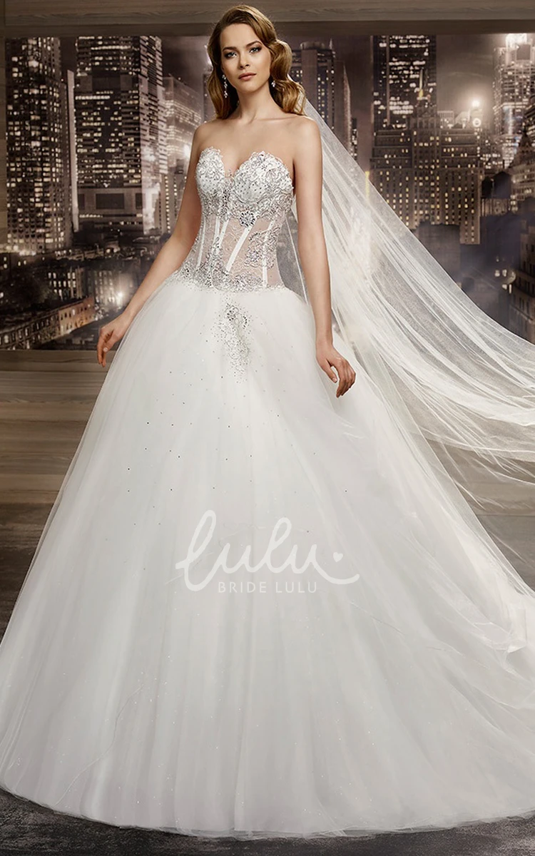 Asymmetrical Ruffle A-Line Wedding Dress with Beaded Corset