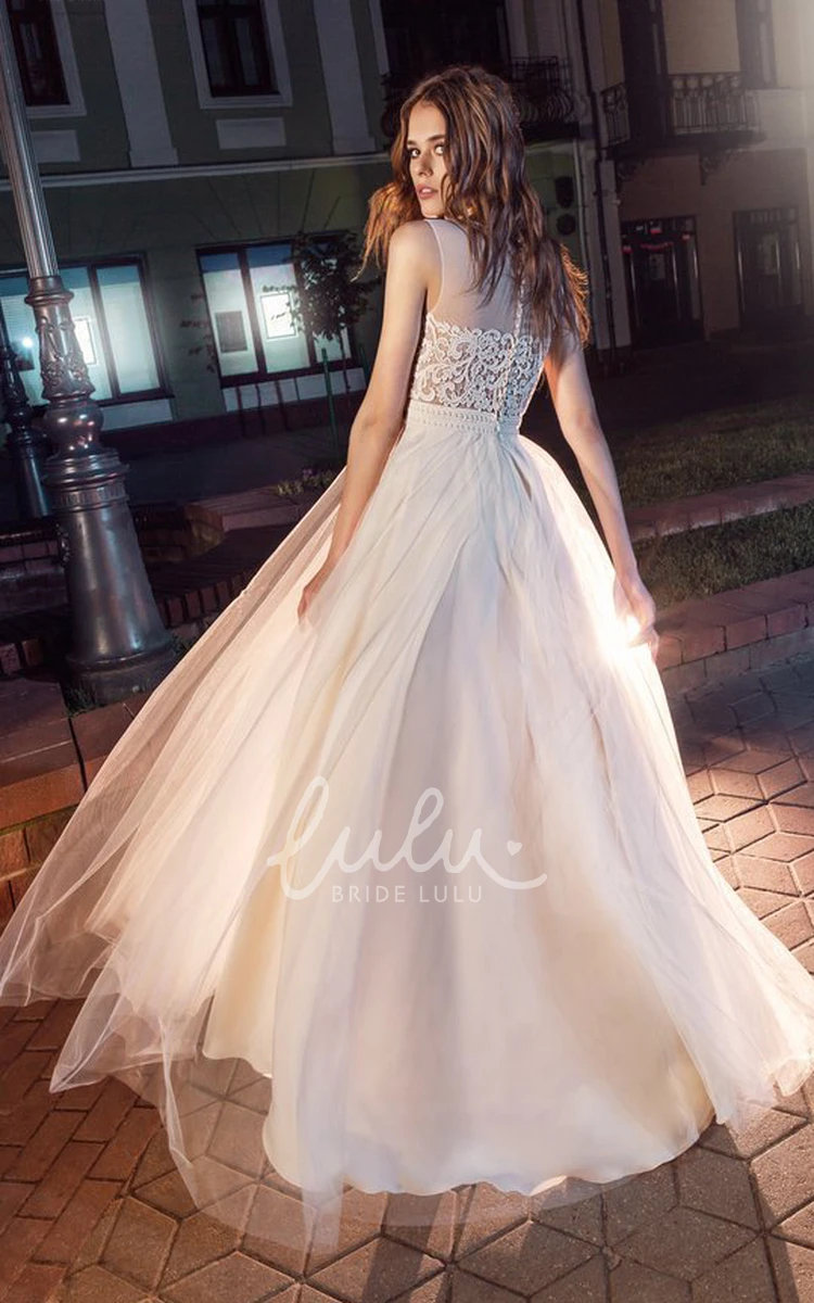 Tulle Sleeveless A-Line Bridesmaid Dress with Appliques