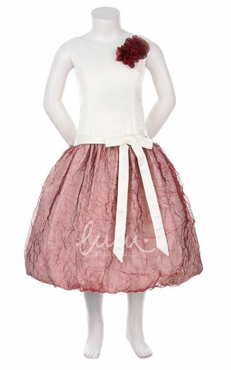 Organza and Satin Flower Girl Dress Tea-Length