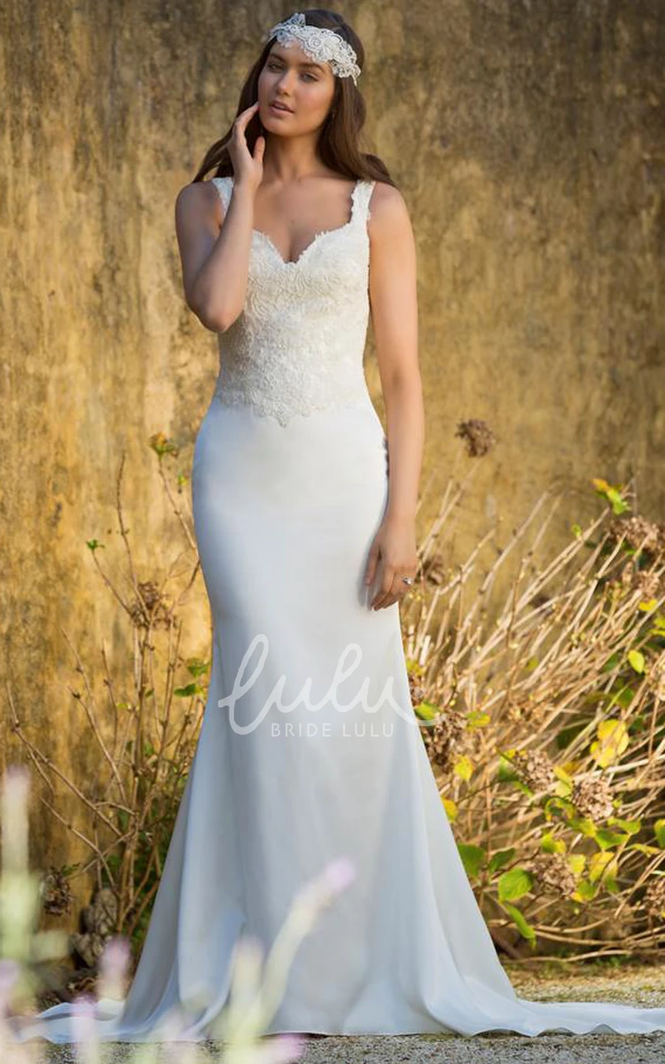Sleeveless V-Neck Chiffon Sheath Wedding Dress Elegant Women's Bridal Gown